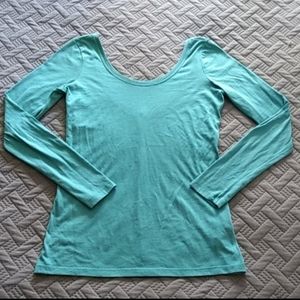 Fabletics teal work out long sleeve